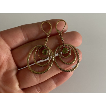 Sky Jewelry Серебряные серьги в позолоте с хризолитом   Принцесса