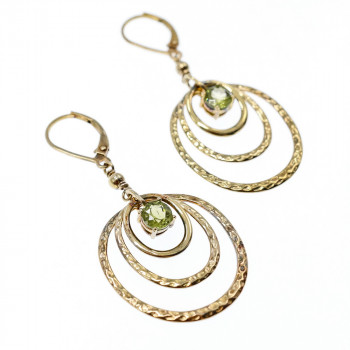 Sky Jewelry Серебряные серьги в позолоте с хризолитом   Принцесса