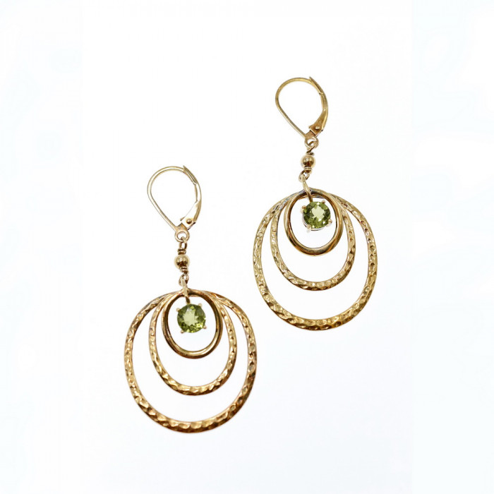 Sky Jewelry Серебряные серьги в позолоте с хризолитом   Принцесса