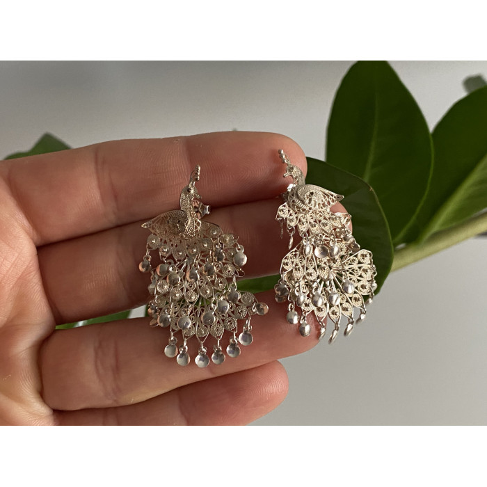 Sky Jewelry Серебряные серьги   Павлин