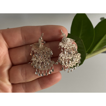 Sky Jewelry Серебряные серьги   Павлин