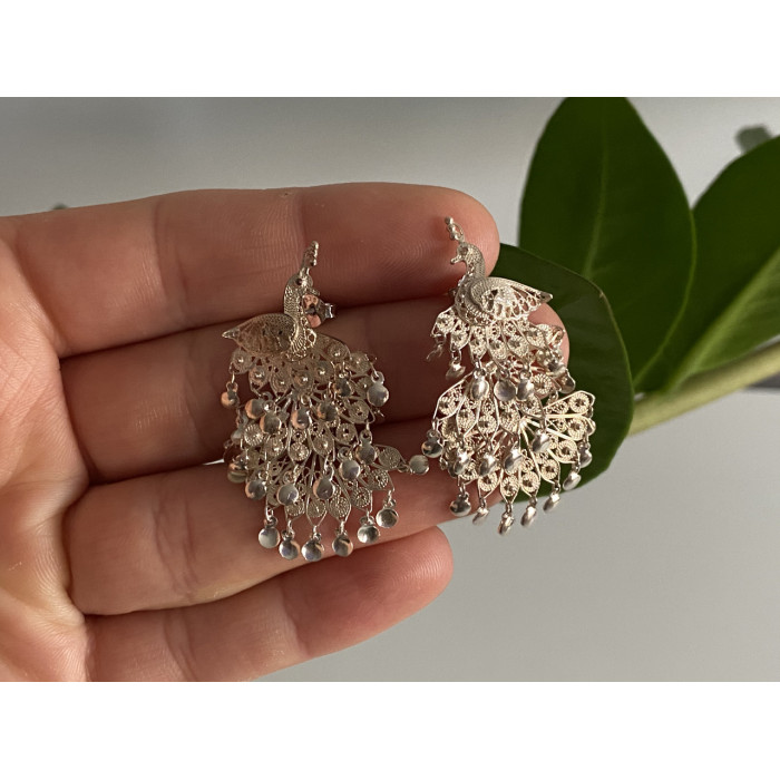 Sky Jewelry Серебряные серьги   Павлин