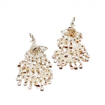 Sky Jewelry Серебряные серьги   Павлин