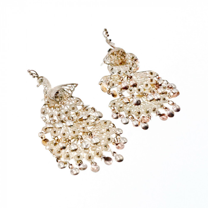 Sky Jewelry Серебряные серьги   Павлин