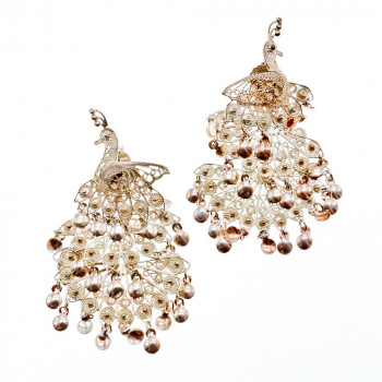 Sky Jewelry Серебряные серьги   Павлин