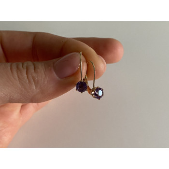 Sky Jewelry Серебряные серьги в позолоте с фианитами  Классика