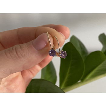 Sky Jewelry Серебряные серьги в позолоте с фианитами  Классика