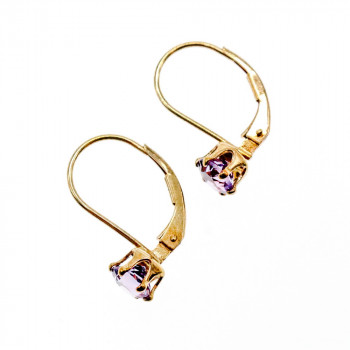 Sky Jewelry Серебряные серьги в позолоте с фианитами  Классика