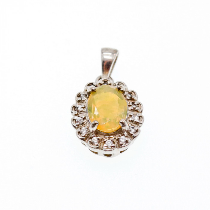 Sky Jewelry Серебряный кулон с опалом и фианитами  Нежность