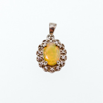 Sky Jewelry Серебряный кулон с опалом и фианитами  Нежность