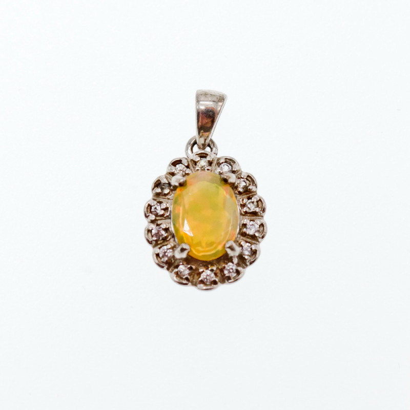 Sky Jewelry Серебряный кулон с опалом и фианитами  Нежность