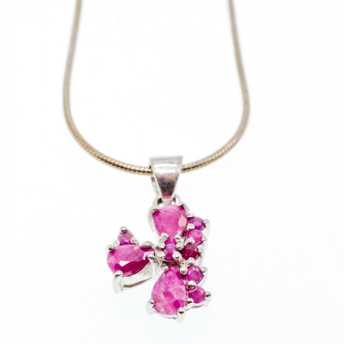 Sky Jewelry Серебряная цепочка с кулоном со шпинелью   Розовый рай