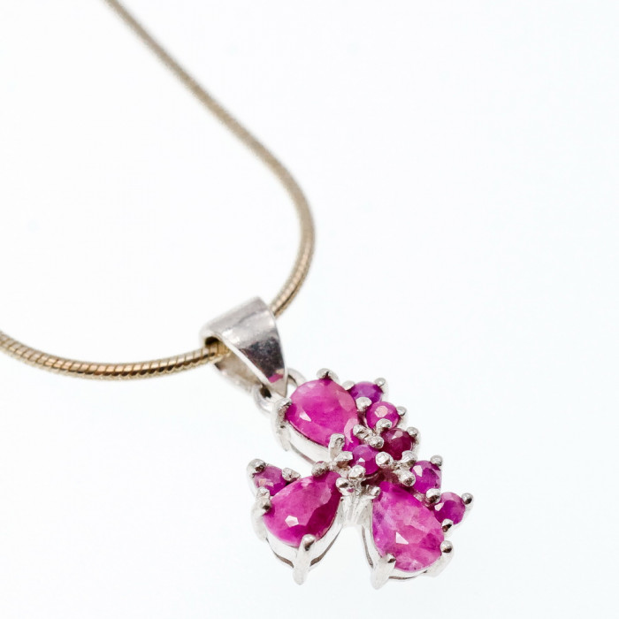 Sky Jewelry Серебряная цепочка с кулоном со шпинелью   Розовый рай