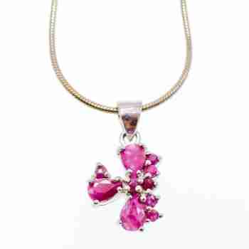 Sky Jewelry Серебряная цепочка с кулоном со шпинелью   Розовый рай