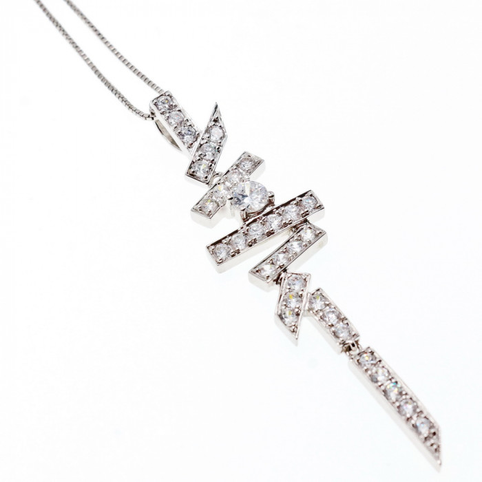 Sky Jewelry Серебряная цепочка с кулоном Фианиты  65