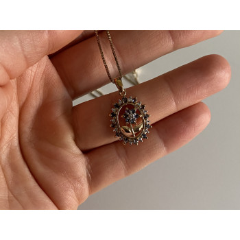 Sky Jewelry Серебряная цепочка с кулоном в позолоте с сапфирами