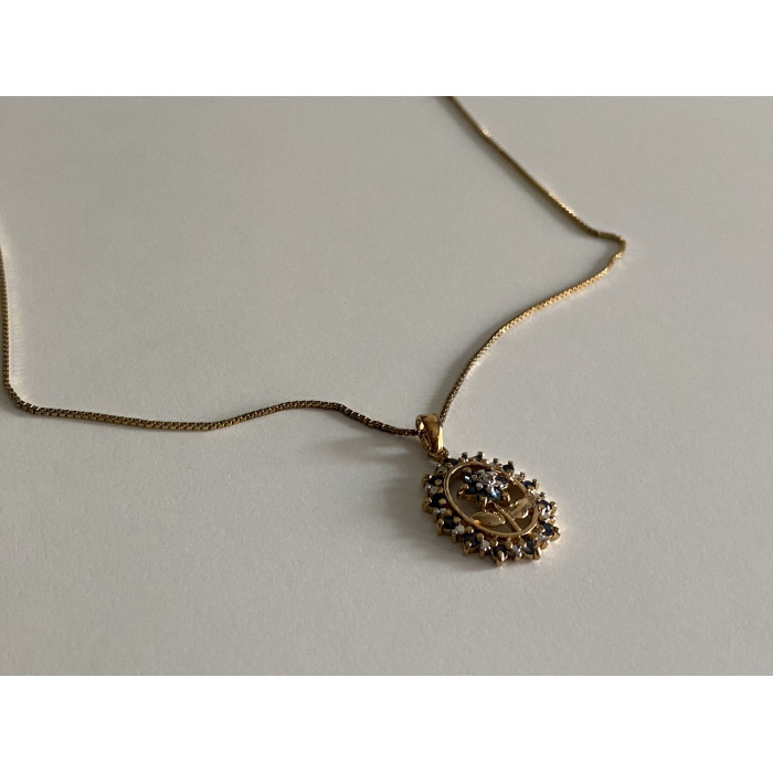 Sky Jewelry Серебряная цепочка с кулоном в позолоте с сапфирами