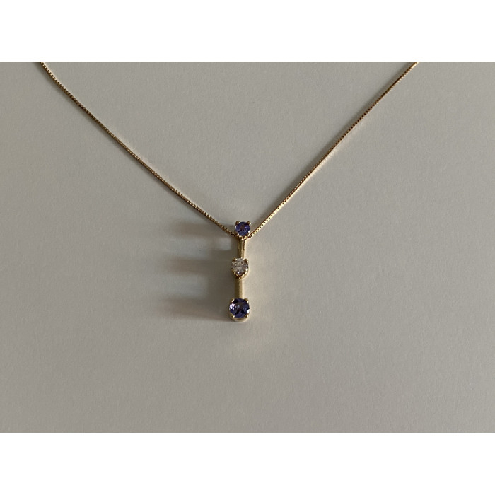 Sky Jewelry Золотая цепочка с кулоном с танзанит и белый сапфир