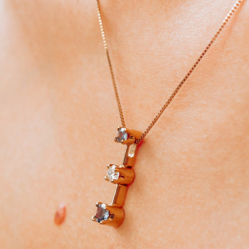 Sky Jewelry Золотая цепочка с кулоном с танзанит и белый сапфир