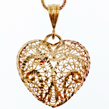 Sky Jewelry Серебряная цепочка с кулоном в позолоте   Золотое сердце