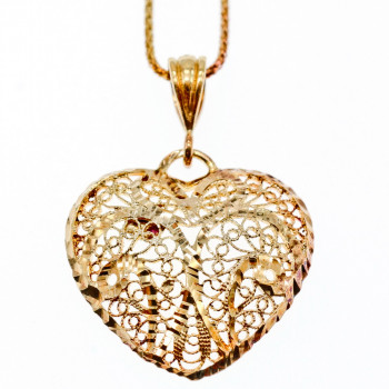 Sky Jewelry Серебряная цепочка с кулоном в позолоте   Золотое сердце