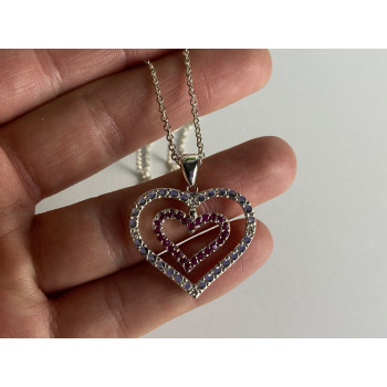 Sky Jewelry Серебряная цепочка с кулоном со шпинелью   Сердце