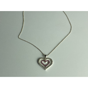 Sky Jewelry Серебряная цепочка с кулоном со шпинелью   Сердце