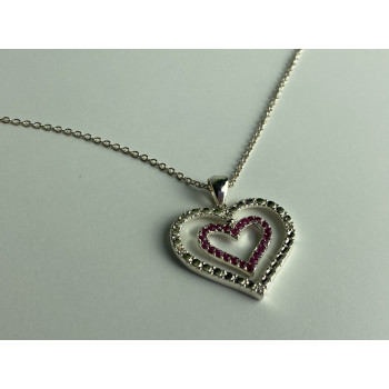 Sky Jewelry Серебряная цепочка с кулоном со шпинелью   Сердце