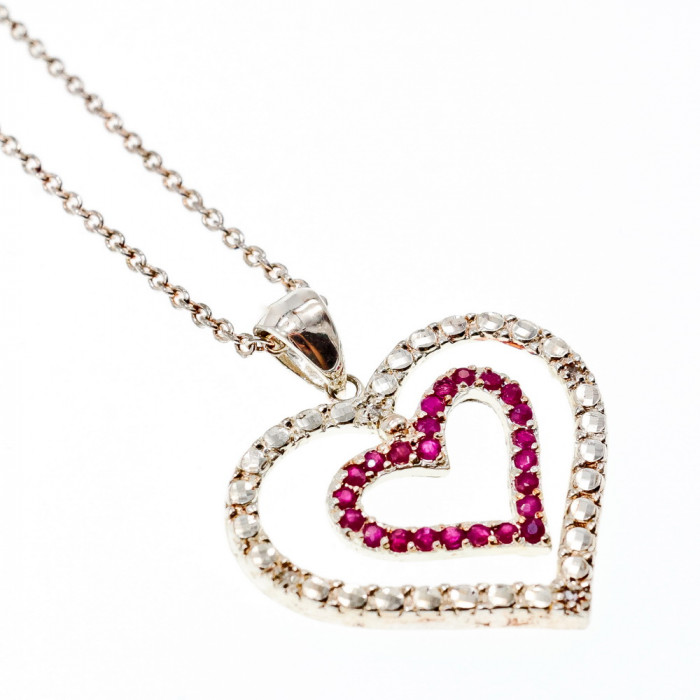 Sky Jewelry Серебряная цепочка с кулоном со шпинелью   Сердце