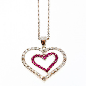 Sky Jewelry Серебряная цепочка с кулоном со шпинелью   Сердце