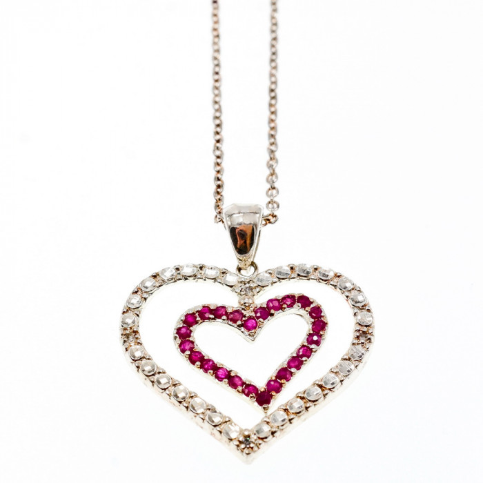 Sky Jewelry Серебряная цепочка с кулоном со шпинелью   Сердце