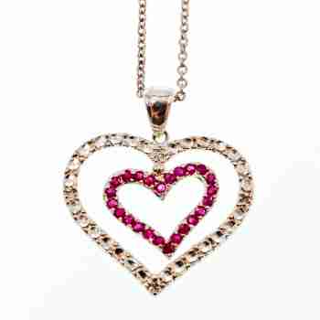 Sky Jewelry Серебряная цепочка с кулоном со шпинелью   Сердце