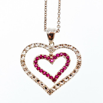 Sky Jewelry Серебряная цепочка с кулоном со шпинелью   Сердце