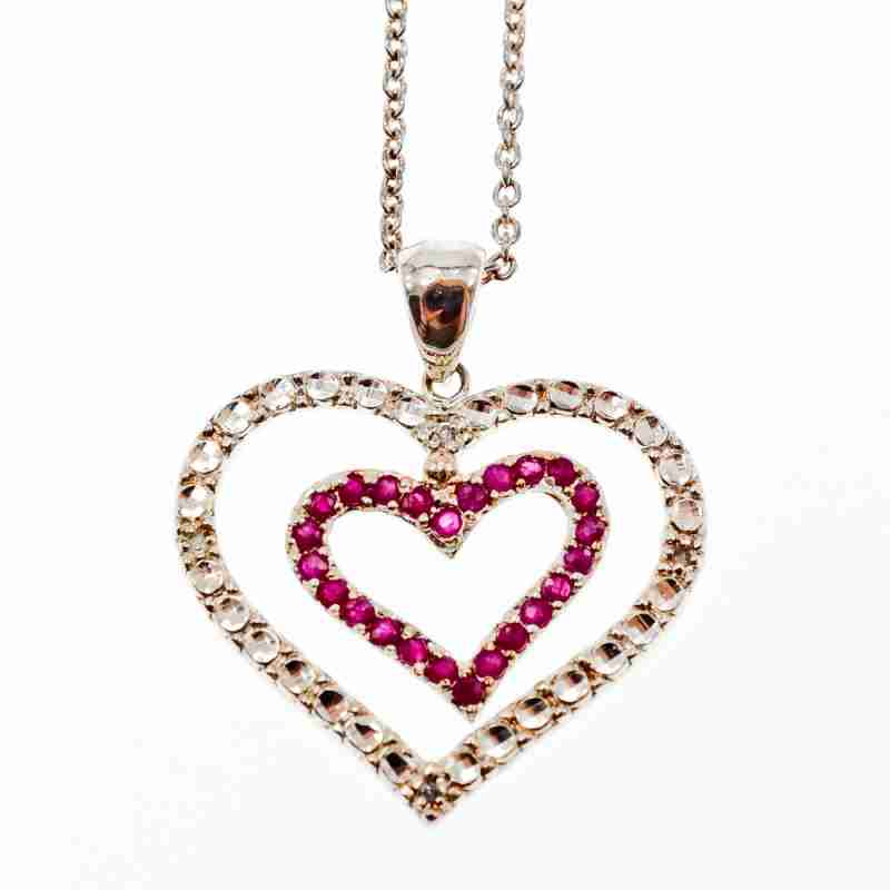 Sky Jewelry Серебряная цепочка с кулоном со шпинелью   Сердце