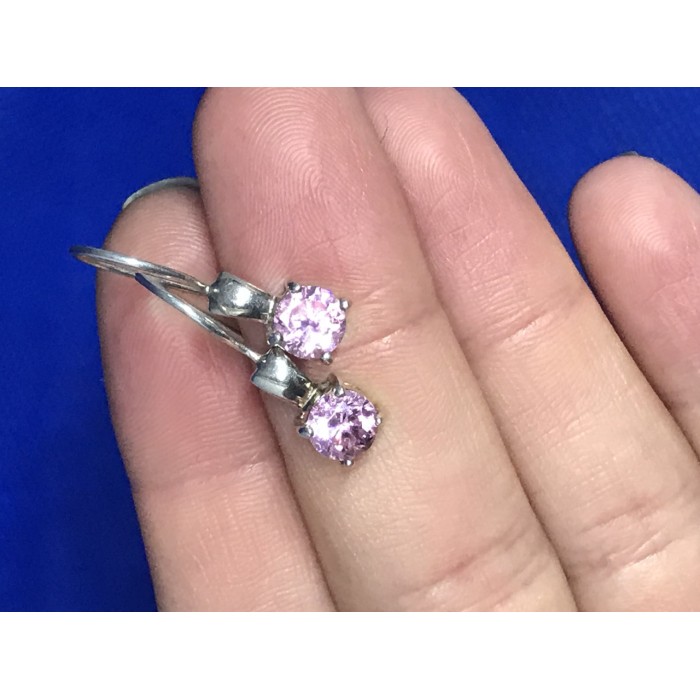 Sky Jewelry Серебряные серьги 925 пробы с розовым фианитом