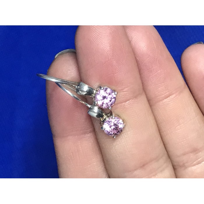 Sky Jewelry Серебряные серьги 925 пробы с розовым фианитом