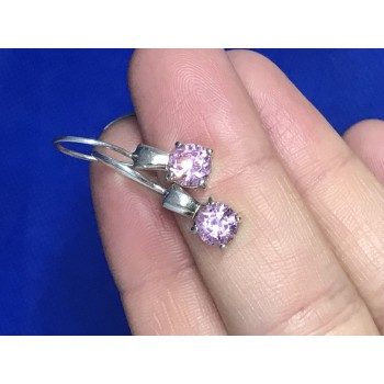 Sky Jewelry Серебряные серьги 925 пробы с розовым фианитом