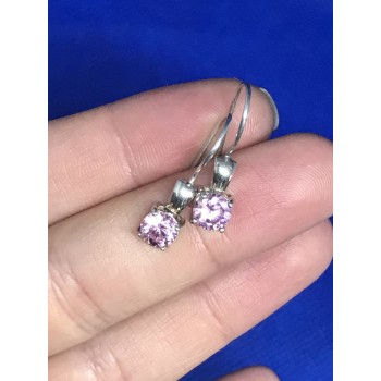 Sky Jewelry Серебряные серьги 925 пробы с розовым фианитом