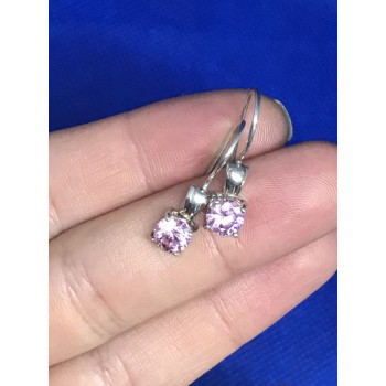 Sky Jewelry Серебряные серьги 925 пробы с розовым фианитом
