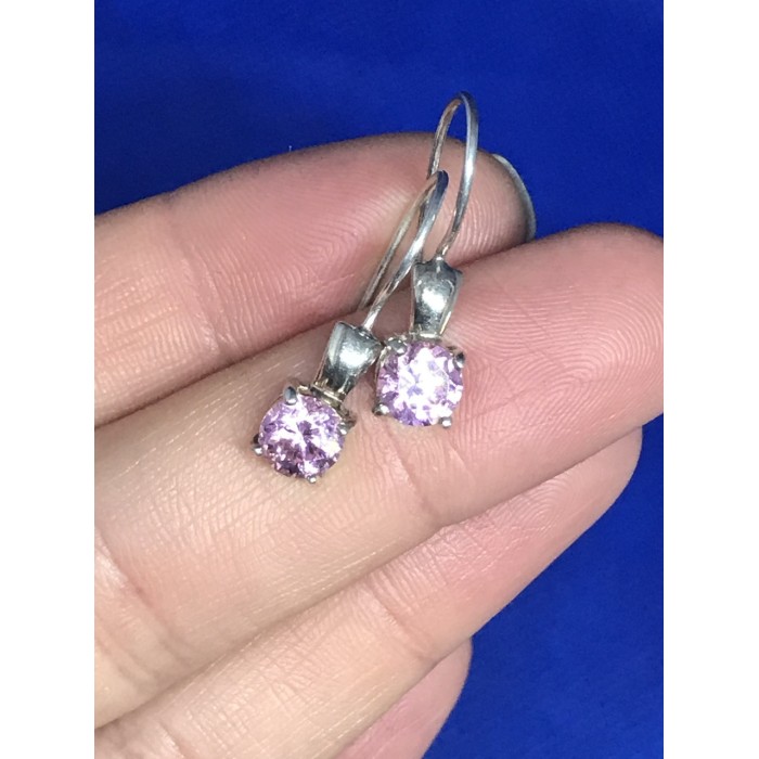 Sky Jewelry Серебряные серьги 925 пробы с розовым фианитом