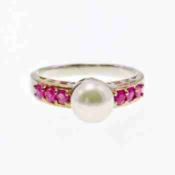 Sky Jewelry Кольцо из серебра с жемчугом и камнями шпинель  Идиллия 888