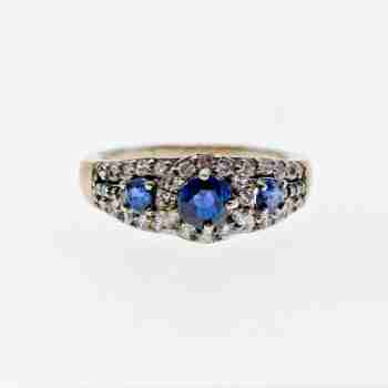 Sky Jewelry Кольцо из серебра  с камнями сапфир и берилл    Королева 272