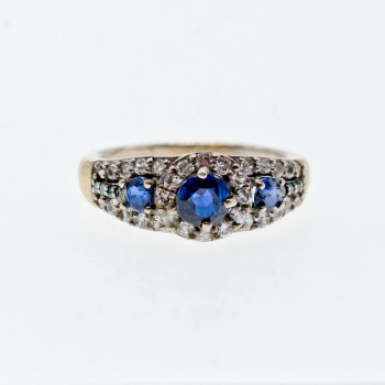 Sky Jewelry Кольцо из серебра  с камнями сапфир и берилл    Королева 272