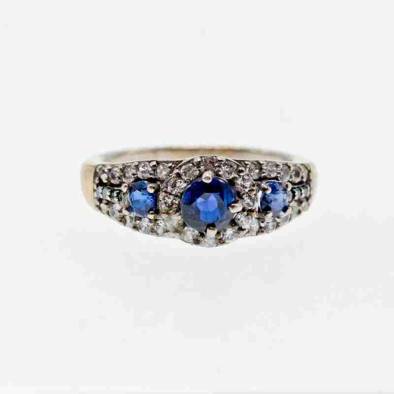 Sky Jewelry Кольцо из серебра  с камнями сапфир и берилл    Королева 272
