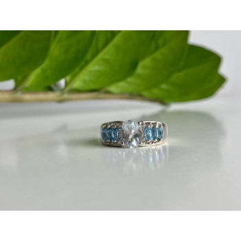 Sky Jewelry Кольцо из серебра с аквамаринами  Восторг  221