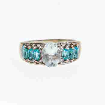 Sky Jewelry Кольцо из серебра с аквамаринами  Восторг  221