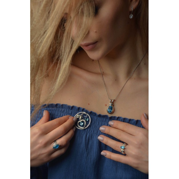 Sky Jewelry Серебряная брошь Sterling c топазом