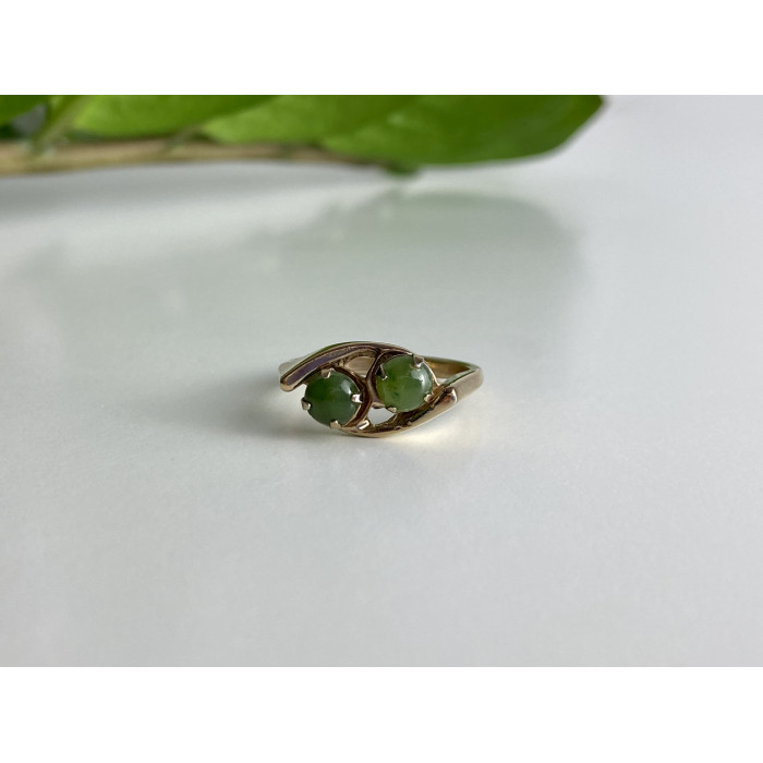 Sky Jewelry Кольцо из серебра в позолоте с нефритом