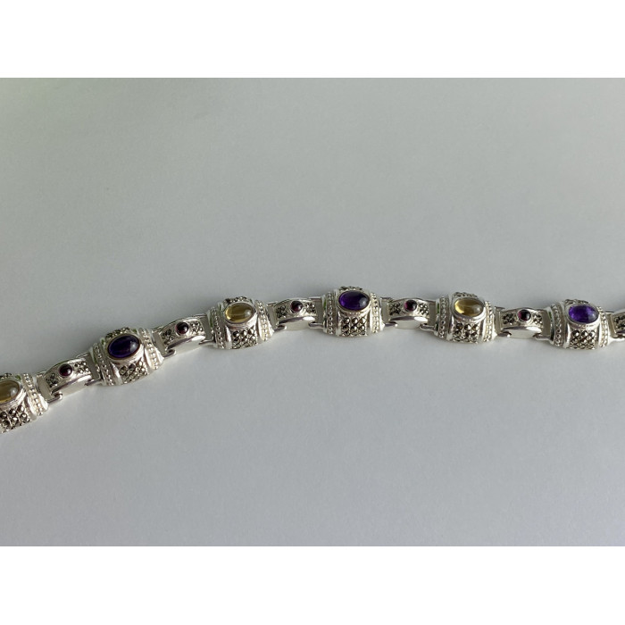 Sky Jewelry Браслет из серебра с агатом и марказитом   Радуга