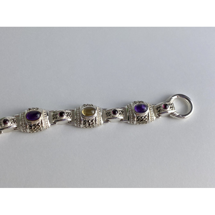 Sky Jewelry Браслет из серебра с агатом и марказитом   Радуга